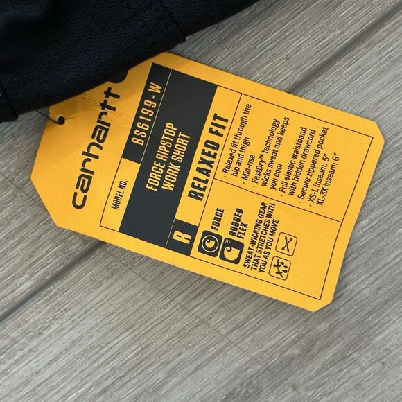 NWT Carhartt Shorts Womens 2X Force Ripstop Work Short Relaxed Fit Black UPF - Picture 5 of 7